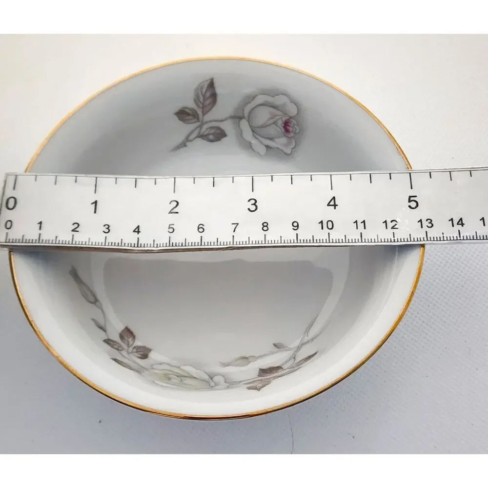 Johann Haviland Bavaria Germany Set/6 Berry Dessert Bowls Floral Rose Gold Trim
